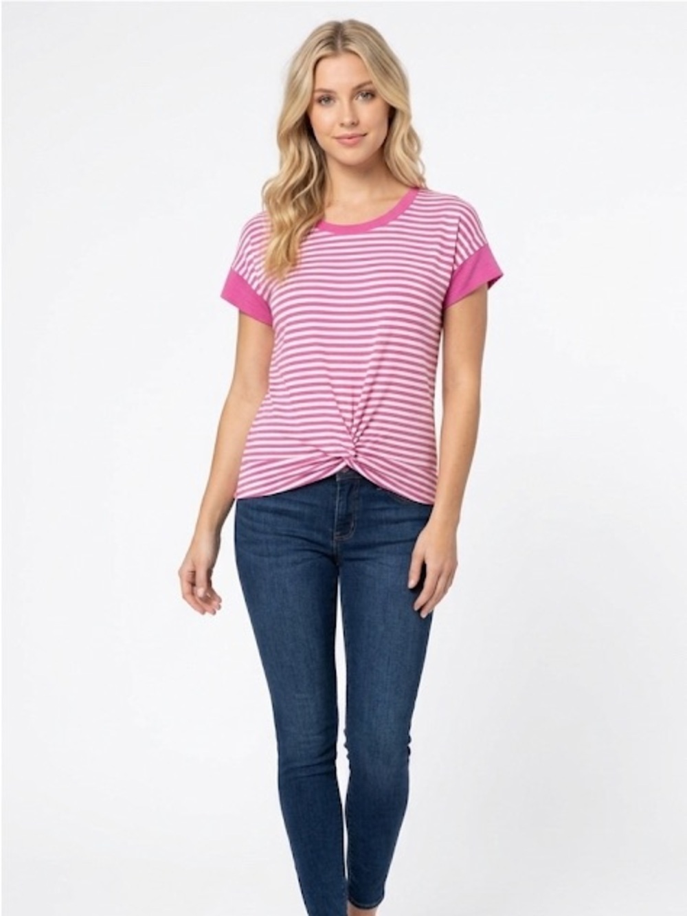 Cabi pink striped top size xsmall cotton